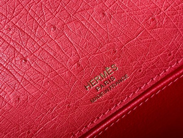 Kelly Pochette Ostrich Braise (95) Gold Hardware - Image 9