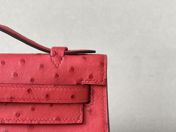 Kelly Pochette Ostrich Braise (95) Gold Hardware - Image 8