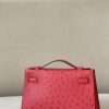 Kelly Pochette Ostrich Braise (95) Gold Hardware - Image 3