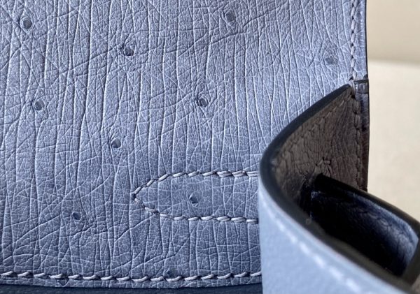 Kelly Pochette Ostrich Gris Agate (82) Palladium Hardware - Image 7