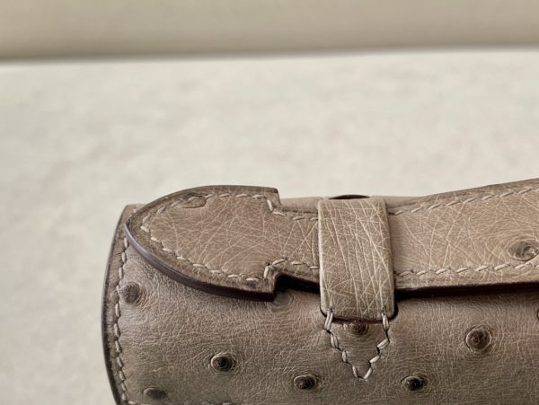 Kelly Pochette Ostrich Etoupe (18) Gold Hardware - Image 10