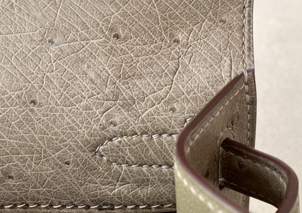 Kelly Pochette Ostrich Etoupe (18) Gold Hardware - Image 7