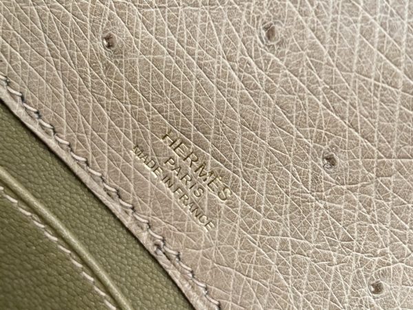 Kelly Pochette Ostrich Etoupe (18) Gold Hardware - Image 6