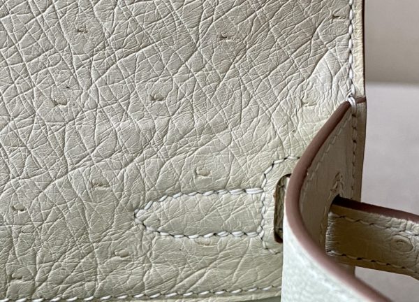 Kelly Pochette Ostrich Parchemin (3C) Palladium Hardware - Image 7