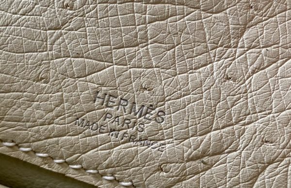 Kelly Pochette Ostrich Parchemin (3C) Palladium Hardware - Image 6