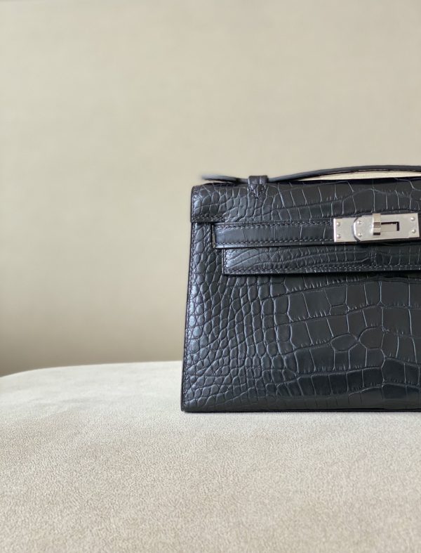 Kelly Pochette Alligator Nior (89) Palladium Hardware - Image 12