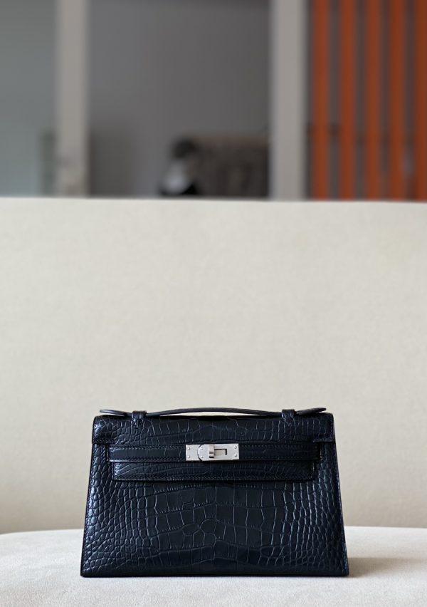 Kelly Pochette Alligator Nior (89) Palladium Hardware