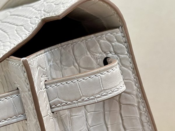 Kelly Pochette Alligator Beton (8L) Palladium Hardware - Image 9