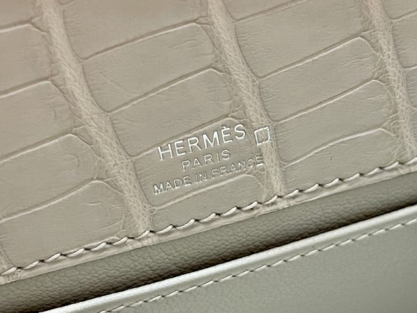 Kelly Pochette Alligator Beton (8L) Palladium Hardware - Image 6