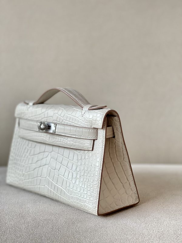 Kelly Pochette Alligator Beton (8L) Palladium Hardware - Image 3
