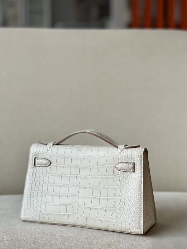 Kelly Pochette Alligator Beton (8L) Palladium Hardware - Image 4