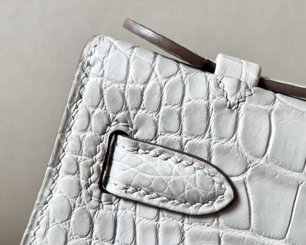 Kelly Pochette Alligator Beton (8L) Gold Hardware - Image 9