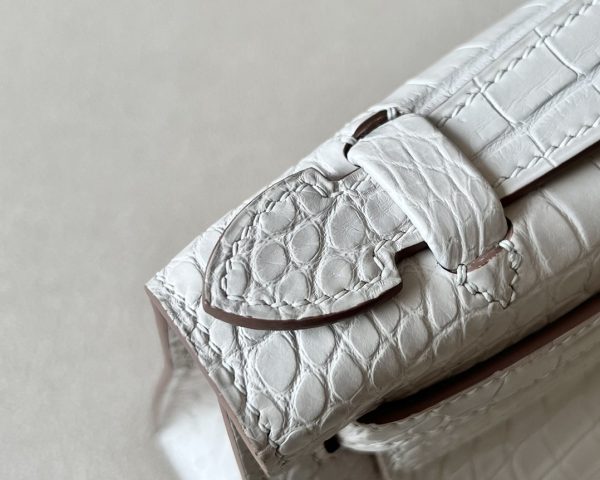 Kelly Pochette Alligator Beton (8L) Gold Hardware - Image 8
