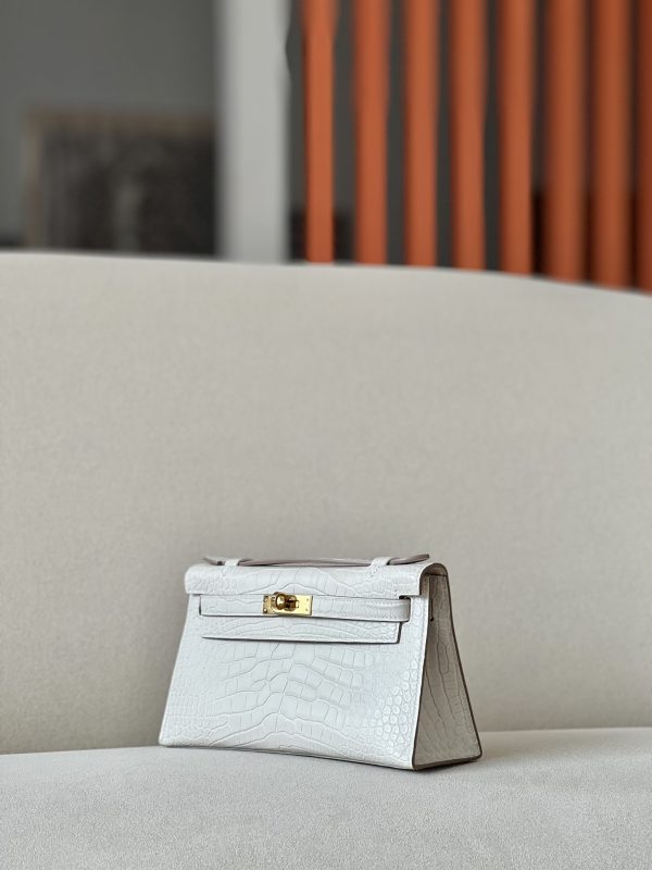 Kelly Pochette Alligator Beton (8L) Gold Hardware - Image 3