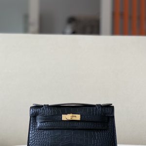 Kelly Pochette Alligator Nior (89) Gold Hardware