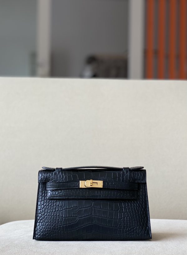 Kelly Pochette Alligator Nior (89) Gold Hardware