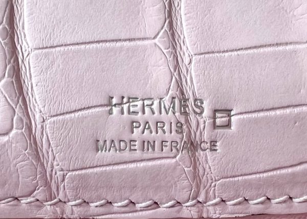 Kelly Pochette Matte Alligator Mauve Pale (09) Palladium Hardware - Image 6
