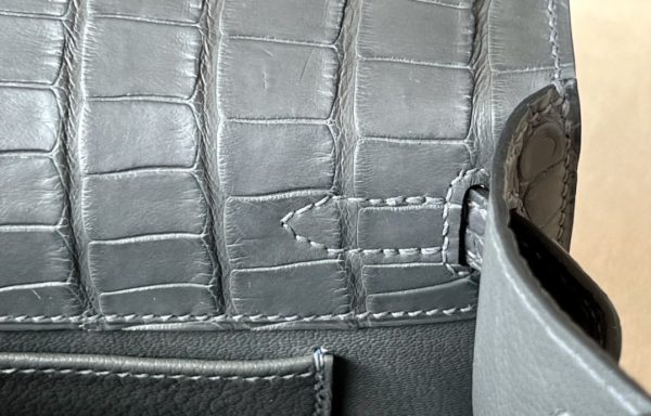 Kelly Pochette Alligator Graphite (88) Palladium Hardware - Image 7
