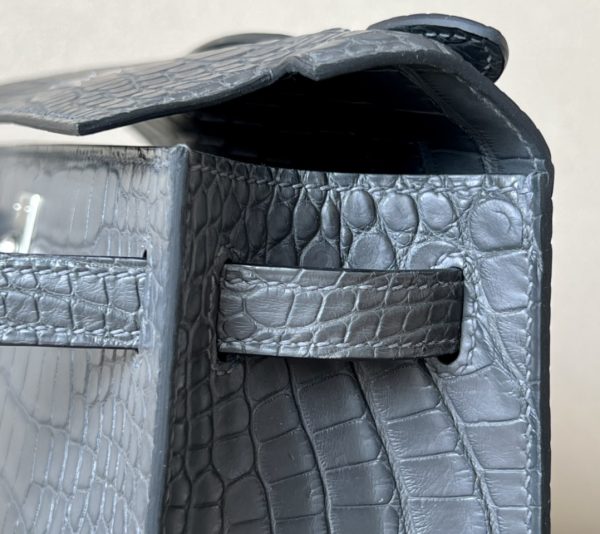 Kelly Pochette Alligator Graphite (88) Palladium Hardware - Image 5