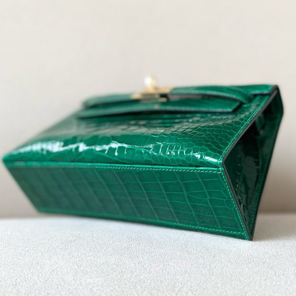 Kelly Pochette Shiny Alligator Vert Emeraude (6Q) Gold Hardware - Image 5