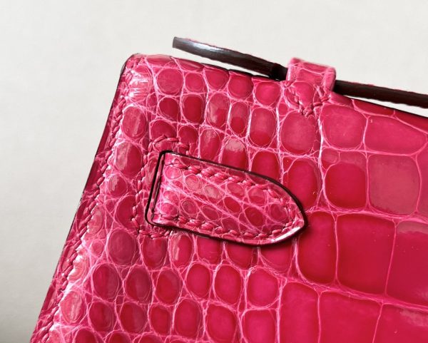 Kelly Pochette Alligator Rose Extreme (I6) Palladium Hardware - Image 8