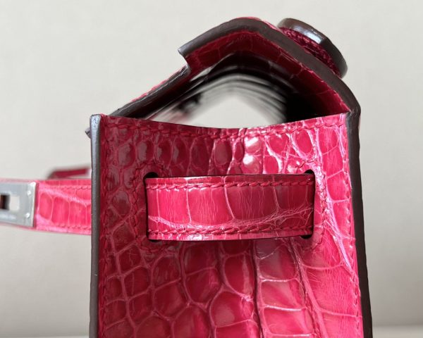 Kelly Pochette Alligator Rose Extreme (I6) Palladium Hardware - Image 5