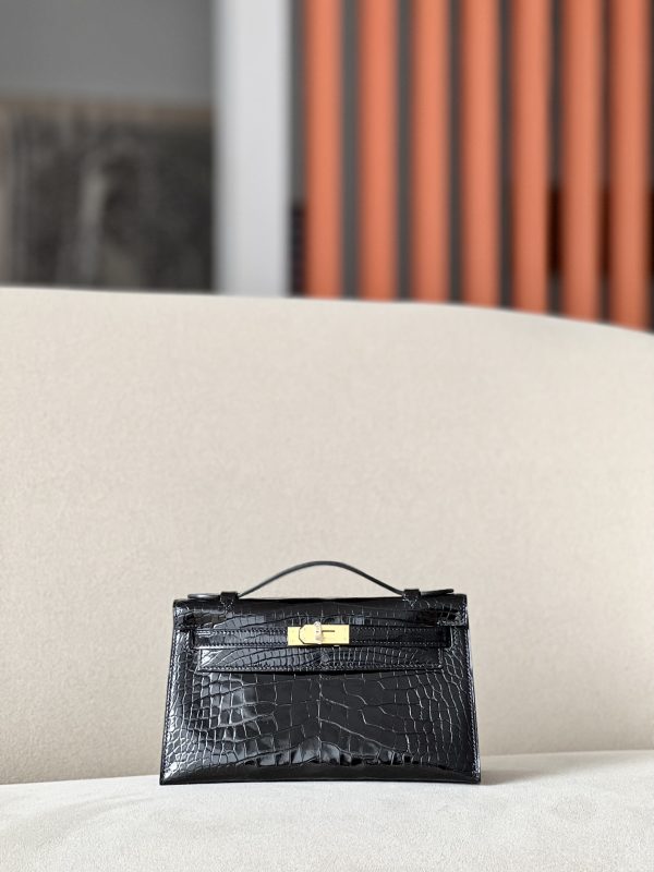 Kelly Pochette Alligator Nior (89) Gold Hardware