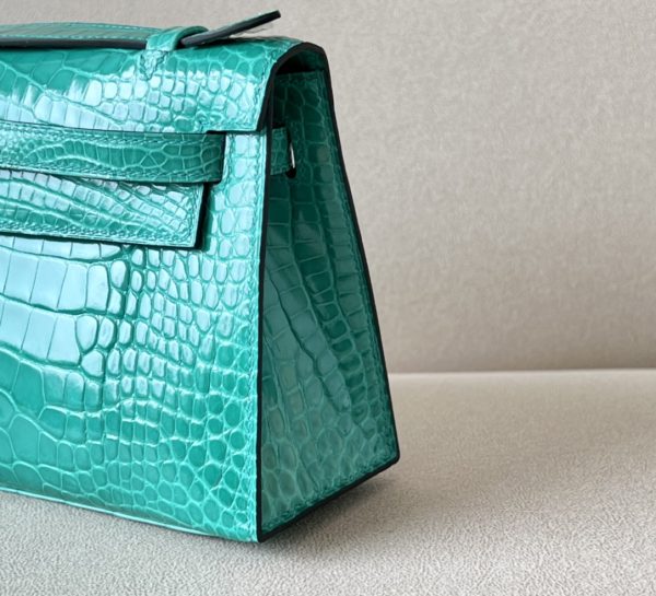 Kelly Pochette Alligator Vert Jade (O6) Gold Hardware - Image 9