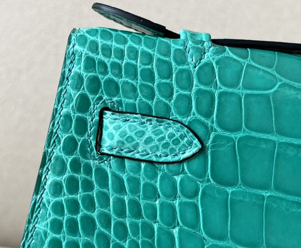 Kelly Pochette Alligator Vert Jade (O6) Gold Hardware - Image 8