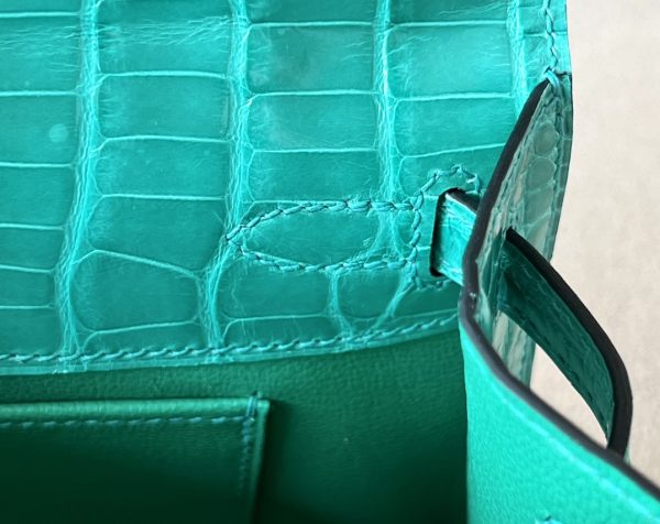 Kelly Pochette Alligator Vert Jade (O6) Gold Hardware - Image 7