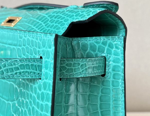 Kelly Pochette Alligator Vert Jade (O6) Gold Hardware - Image 5