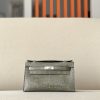 Kelly Pochette Alligator Gris Tourterelle (81) Palladium Hardware