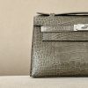 Kelly Pochette Alligator Gris Tourterelle (81) Palladium Hardware - Image 11