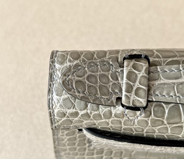 Kelly Pochette Alligator Gris Tourterelle (81) Palladium Hardware - Image 10