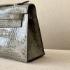 Kelly Pochette Alligator Gris Tourterelle (81) Palladium Hardware - Image 9