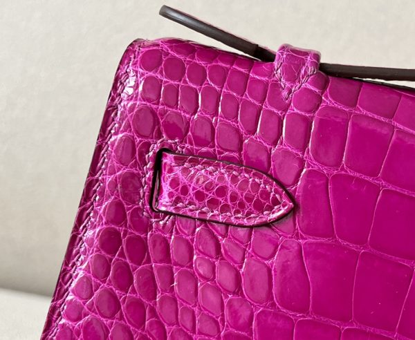 Kelly Pochette Alligator Rose Sheherazade (J5) Gold Hardware - Image 8
