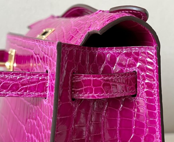 Kelly Pochette Alligator Rose Sheherazade (J5) Gold Hardware - Image 5