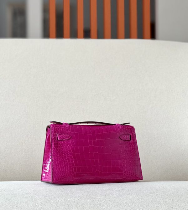 Kelly Pochette Alligator Rose Sheherazade (J5) Gold Hardware - Image 2
