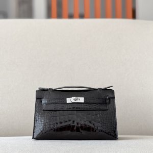 Kelly Pochette Alligator Nior (89) Palladium Hardware