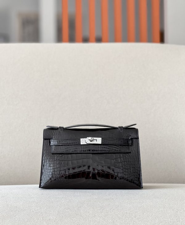 Kelly Pochette Alligator Nior (89) Palladium Hardware