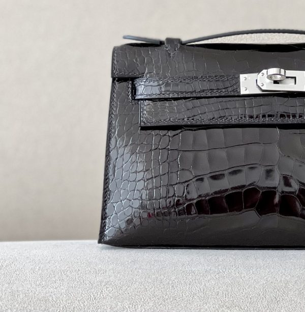 Kelly Pochette Alligator Nior (89) Palladium Hardware - Image 11