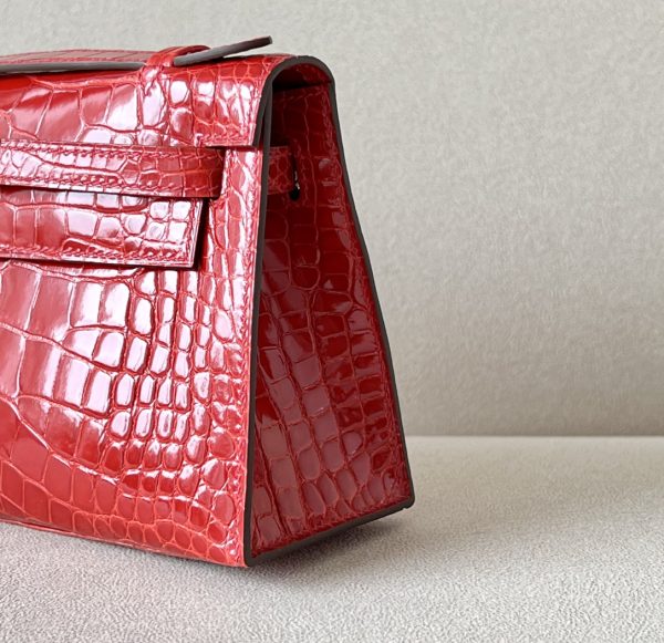 Kelly Pochette Alligator Braise (95) Gold Hardware - Image 9