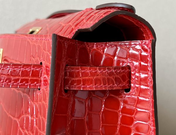 Kelly Pochette Alligator Braise (95) Gold Hardware - Image 5
