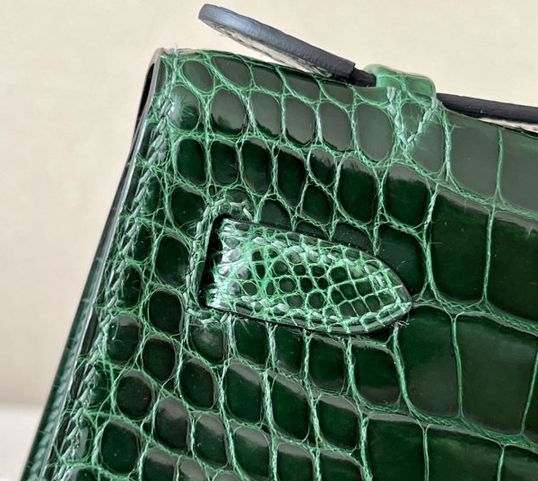 Kelly Pochette Alligator Vert Fonce (67) Palladium Hardware - Image 8
