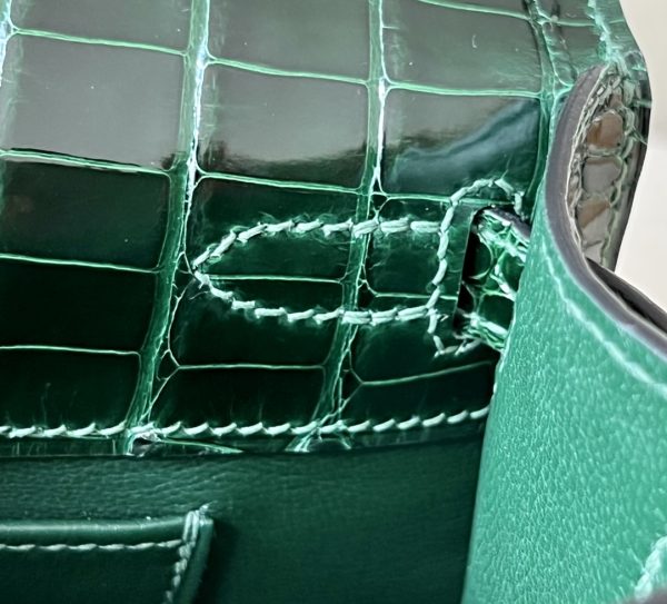 Kelly Pochette Alligator Vert Fonce (67) Palladium Hardware - Image 7