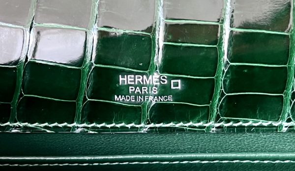 Kelly Pochette Alligator Vert Fonce (67) Palladium Hardware - Image 6