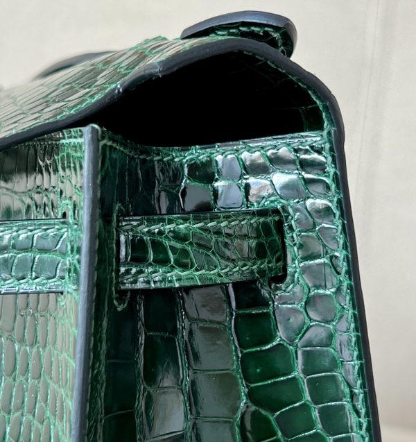Kelly Pochette Alligator Vert Fonce (67) Palladium Hardware - Image 5