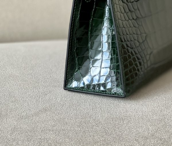 Kelly Pochette Alligator Vert Fonce (67) Palladium Hardware - Image 4