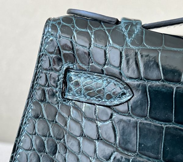 Kelly Pochette Alligator Vert Cypres (6O) Palladium Hardware - Image 8