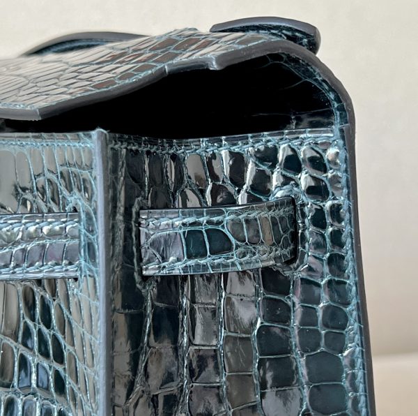 Kelly Pochette Alligator Vert Cypres (6O) Palladium Hardware - Image 5